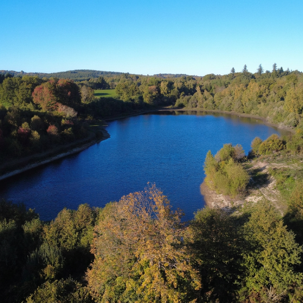 Vue aérienne de l'étang du Domaine Bos Charaud